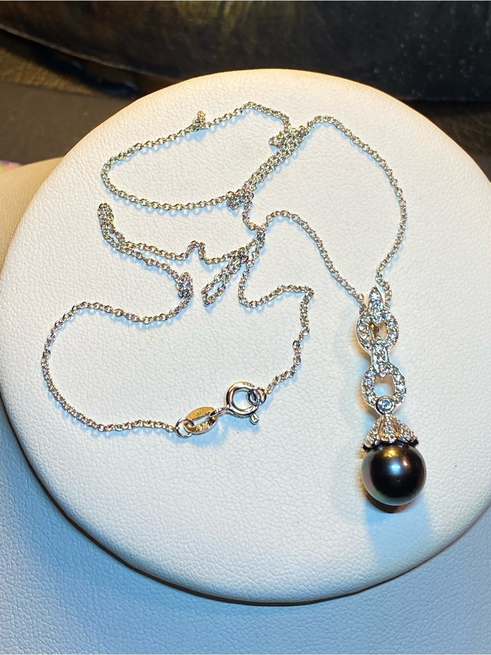 Freshwater Baroque Gray Pearl Clear Quartz Sterling Silver Pendant Necklace